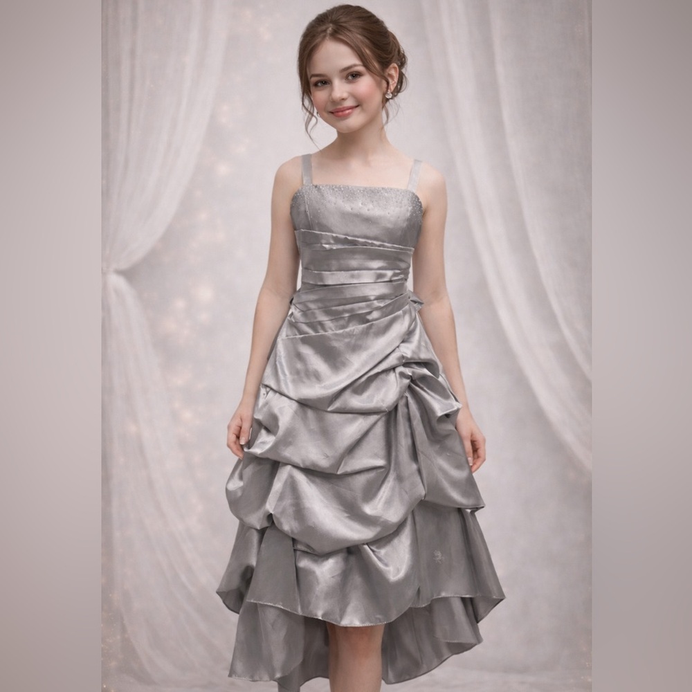 NWT silver girls formal party dress size 14